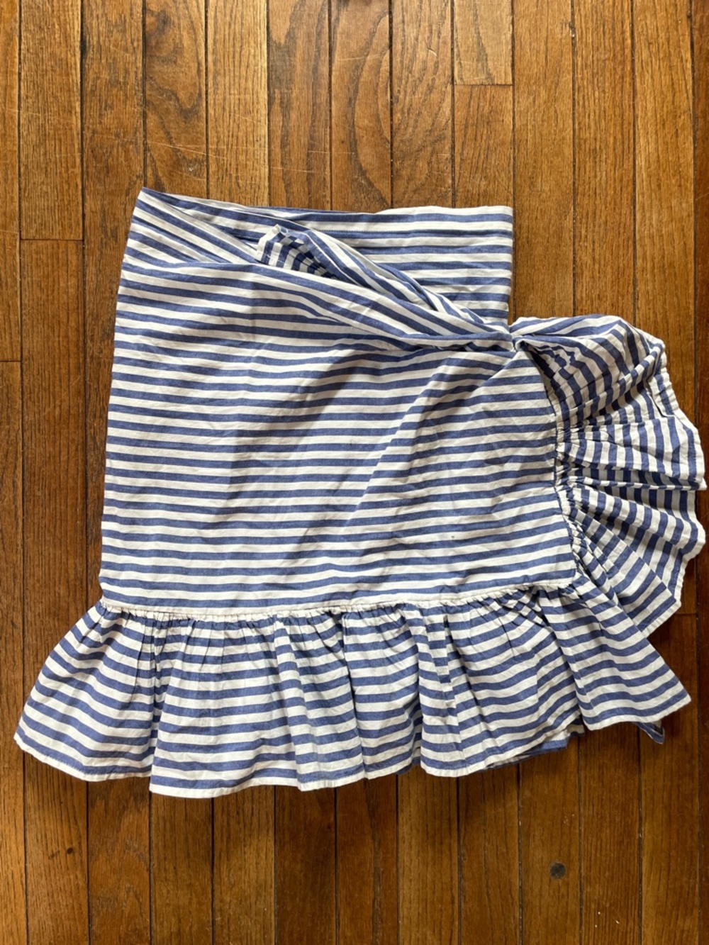 Coniglio Palm Beach blue and white Striped Ruffle Hem Mini wrap Skirt